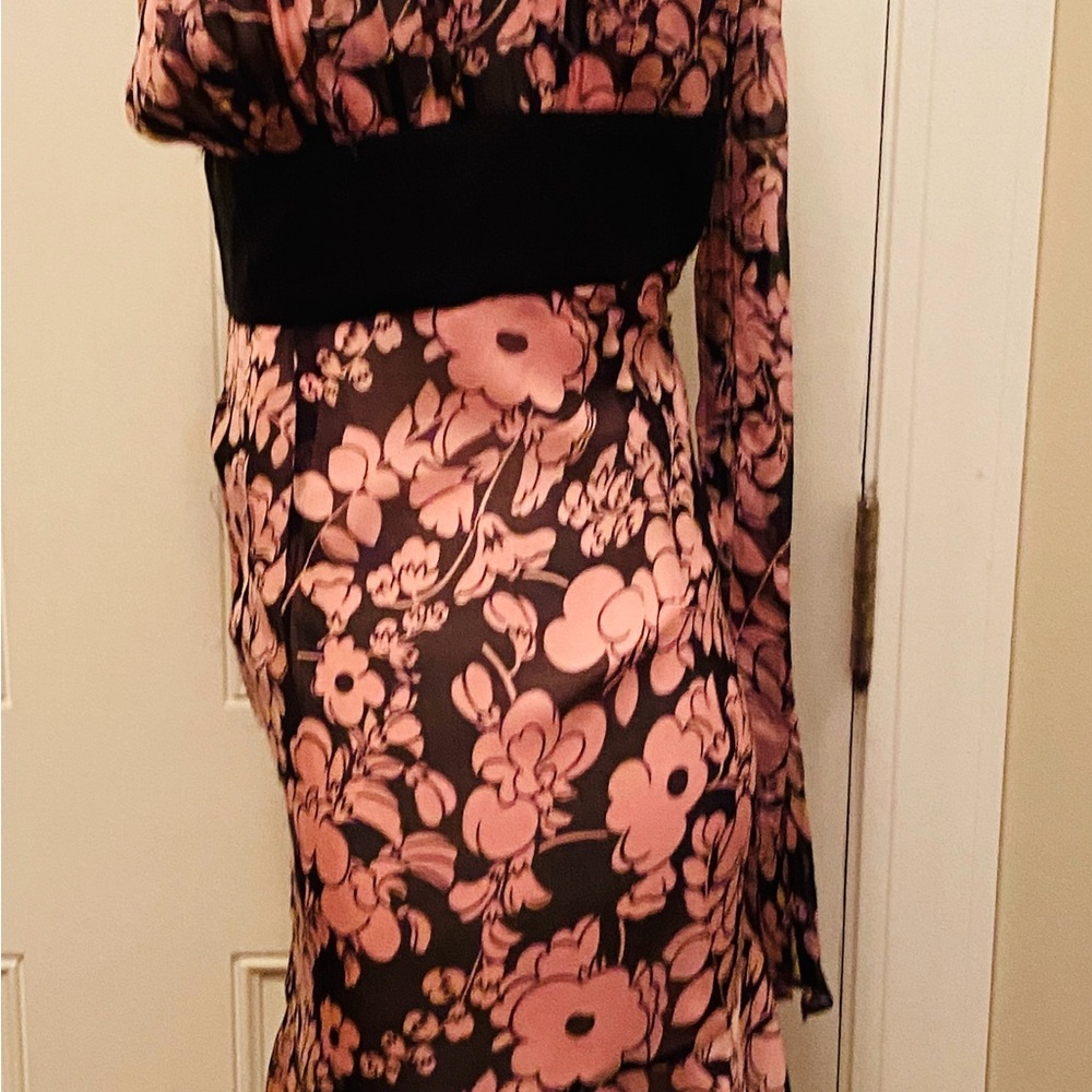 Milly Pink and Black Floral Sunback Dress - Picture 7 of 9